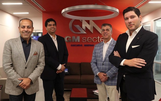 De derecha a izquierda, Héctor G. Martínez, presidente de GM SecTec, Jesús Cortina, gerente general de la empresa; Manoj Nair, gerente general de Metallic; y Sanjay Mirchandani, CEO de Commvault. (Foto por: Vanessa Serra Díaz)